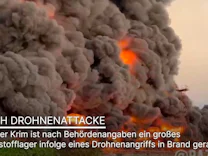 : Nach Drohnenattacke: Treibstofflager auf der Krim in Flammen